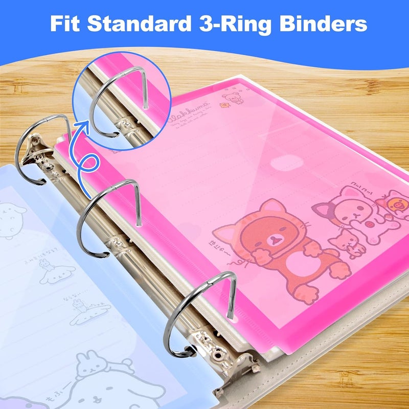 AZUREAL 8 Pack Binder Organizer, Plastic Binder Pockets for 3 Ring Binder, Binder Folders with Label for School Supplies and Documents, Letter Size, 8 Colors - Image 4